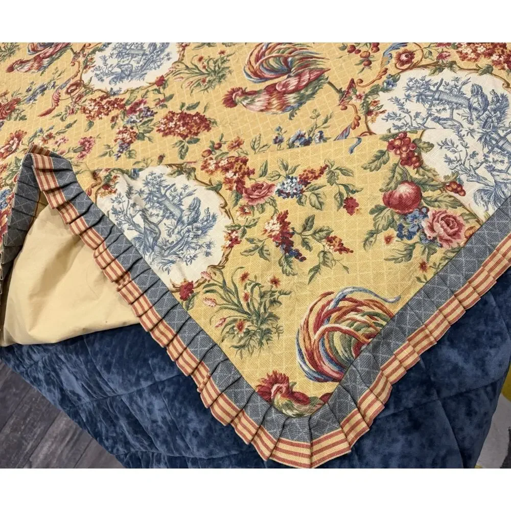 VTG Jane Wilner Rooster French Cottage Toile 7 Piece Duvet Set Shams King
